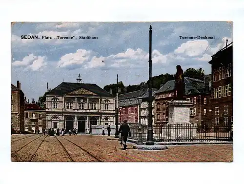 Ak Sedan Platz Turenne Stadthaus Denkmal 1917 Feldpost Frankreich