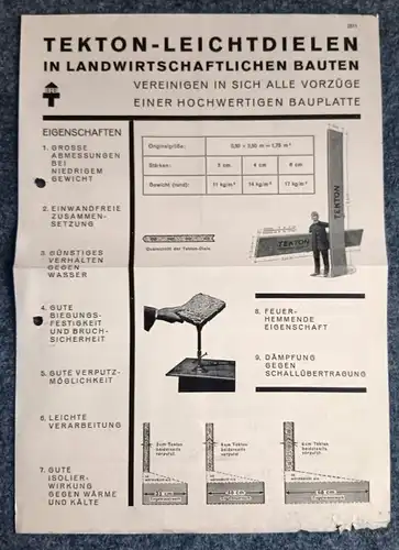 TEKTON Leichtdielen alter Prospekt Sägewerk Poggenhagen Strecke Hannover Bremen