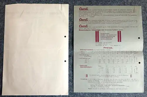 Backstroh & Oelschläger Dresden Eternit Vertrieb Baustoffe alter Prospekt 1931