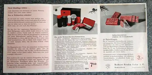 Alter Prospekt Robert Frohn Sohn AG Remscheid Werbeblatt Pflegeprodukte