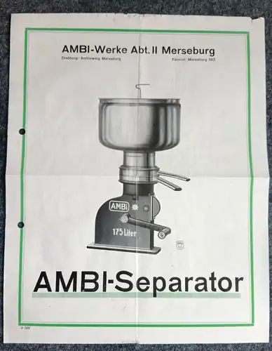AMBI Separator Werke Abteilung 2 Merseburg alter Prospekt Landwirtschaft