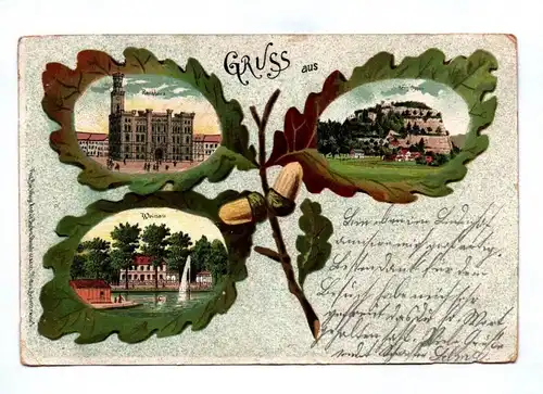 Ak Gruss aus  Zittau Rathaus Berg Oybin Weinau 1902