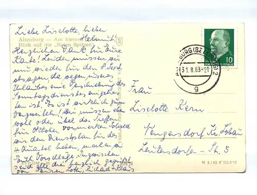 DDR Ak Altenburg Am kleinen Teich Blick auf die Roten Spitzen 1963