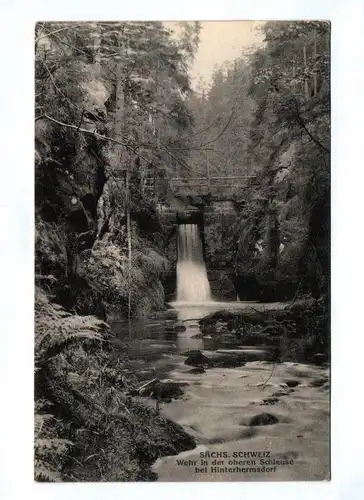 Ak Sächsische Schweiz Wehr in der oberen Schleuse bei Hinterhermsdorf 1923