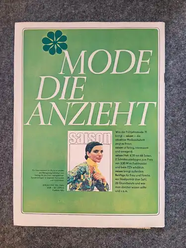 PRAMO Praktische Mode DDR Zeitschrift November 1970 mit Schnittmuster