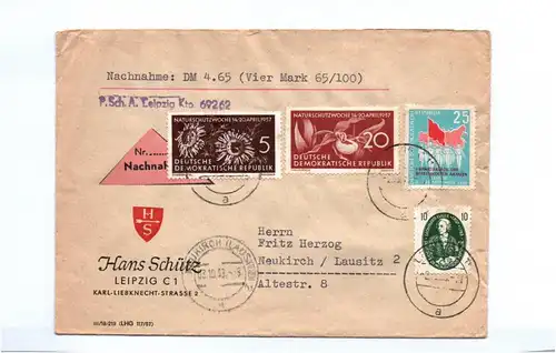 Nachnahme Brief 1959 Naturschutzwoche Mischfrankatur