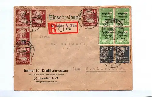 R Brief SBZ 1958 Mischfrankatur