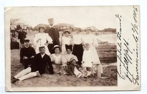 Foto Ak Reise Gesellschaft Strand Travemünde Urlaub Ferien 1906