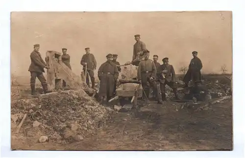 Foto Ak Schützengraben Bau Soldaten Baukompanie 1 Wk