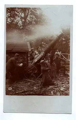 Foto Ak Soldat mit Mörser Flugabwehr Geschütz Flak 1 Wk