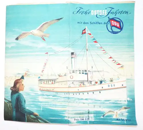 Frohe Ostsee Fahrten DSU 1953 mit Deutsche Reichsbahn Fahrplan 
