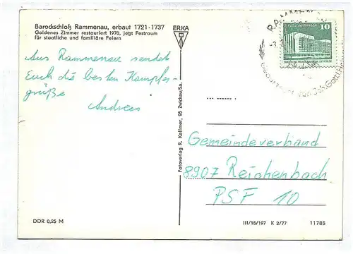 Ak Foto Barockschloß Rammenau Goldenes Zimmer DDR Festraum
