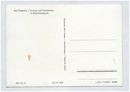 Foto Ak Bad Gottleuba Kurhaus und Krankenhaus im Klinik Sanatorium DDR