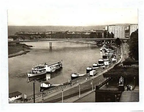 Ak Dresden Terrassenufer mit Dr Friedrich Brücke DDR 1975