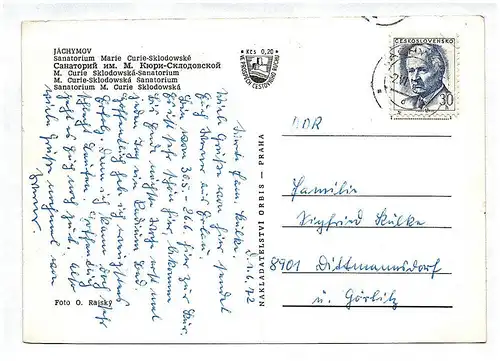 Ak Jächymov Sanatorium Marie Curie Sklodowske Foto