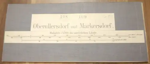 Landkarte Leinen Oberullersdorf und Markersdorf 1:25000 Leinenlandkarte um 1890