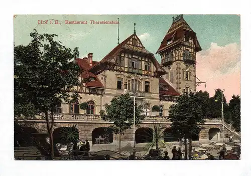 Ak Hof i. B. Restaurant Theresienstein 1907