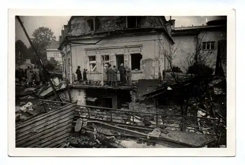 Ak Hauptstraße Rumburg Prag 1938 gesprengte Brücke