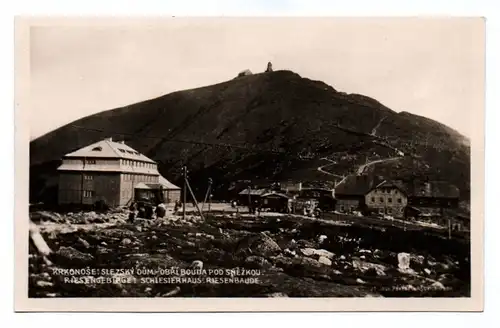 Ak Krkonose Slezsky Riesengebirge Schlesierhaus Riesenbaude 1928 Karpacz Polen