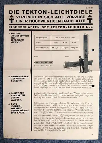 Alter Prospekt Die Tekton Leichtdiele  Sägewerk AG Siglingen Württemberg Heft