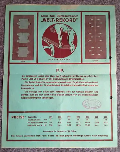 Originaler Prospekt Sechs Zack Verbinder altes Werbeblatt
