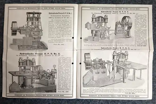 Altes Werbeblatt Maschinenfabrik Niederburg Hydraulische Presse Karlsruhe Baden