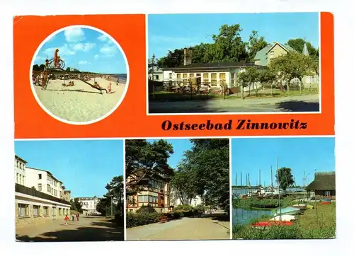 Ak Ostseebad Zinnowitz 1987 Strand Erholungsheim Hafen am Achterwasser