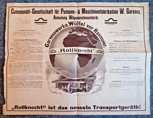 Werbung Pumpen Maschinenfabrikation Garvenswerke Hannover alter Prospekt 1902