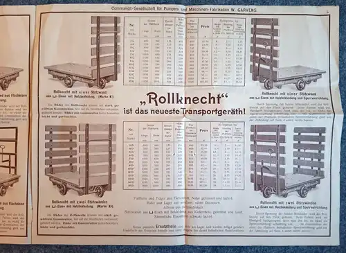 Werbung Pumpen Maschinenfabrikation Garvenswerke Hannover alter Prospekt 1902