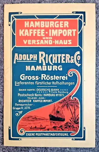 Alter Prospekt Hamburger Kaffee Import Werbung Gross Rösterei Hamburg