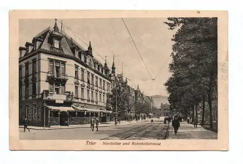 Ak Trier Nordallee und Bahnhofstrasse 1918