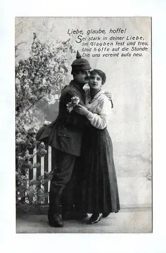 Ak 1 Wk Liebespaar Heimat 4 Stück Spruch Liebe glaube hoffe 1917