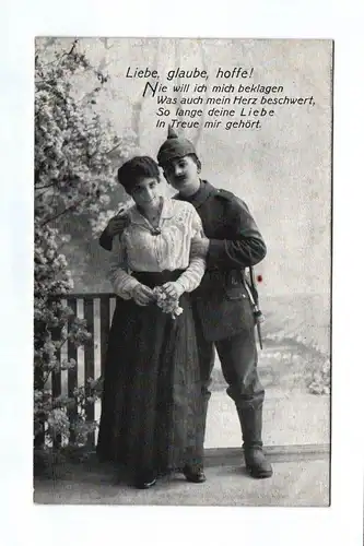 Ak 1 Wk Liebespaar Heimat 4 Stück Spruch Liebe glaube hoffe 1917