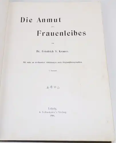 Krauss 2 Bücher Die Anmut des Frauenleibes Die Frauen im Schönheitsspiegel 