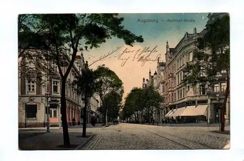 Ak Augsburg Bahnhof Straße Bayern