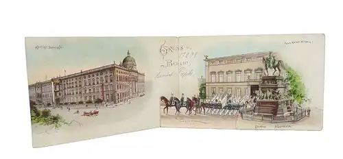Berlin Kulissenkarte 1903 Denkmal Friedrich der Große Fahnen Compagnie Schloß