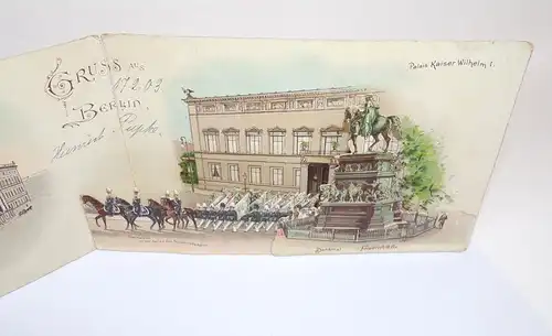 Berlin Kulissenkarte 1903 Denkmal Friedrich der Große Fahnen Compagnie Schloß