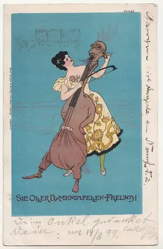 Künstler Ak Sie O4er Damencapellen Freund Dresden Jugendstil 1899 Burger 1492