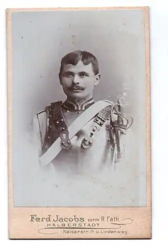 CDV Foto Kürassier Brustpanzer Garde du Korp Halberstadt um 1900