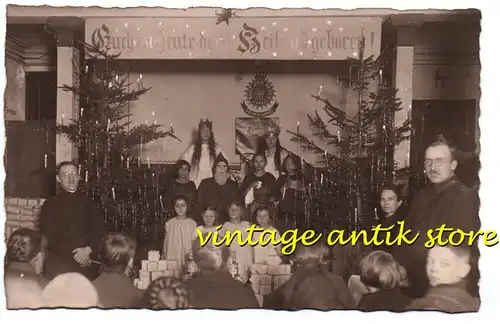 Foto Ak Heilsarmee Blut und Feuer Altona Christbaum 1930er Weihnachten