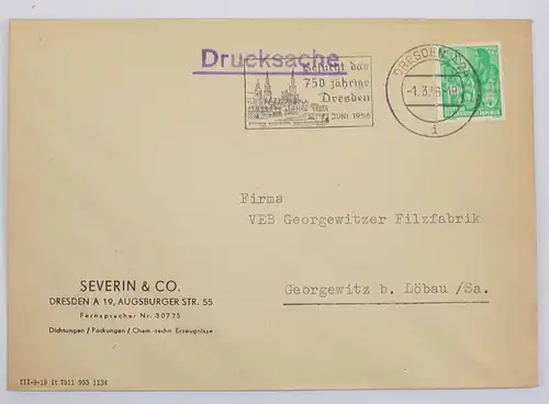 DDR Brief 1956 Dresden Severein u Co Schöner Beleg Stempel Dresden