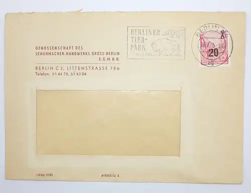 Firmenbrief 1955 Schuhmacher Handwerks Genossenschaft Gross Berlin
