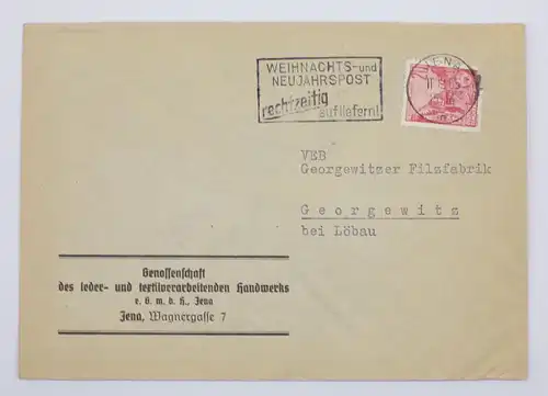 Jena Brief 1955 Genossenschaft Leder Textil Verarbeitung DDR  schöne Stempel