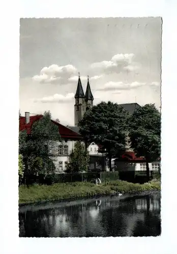 Ak Hof an der Saale Blick von der Anglerbrücke DDR 1955