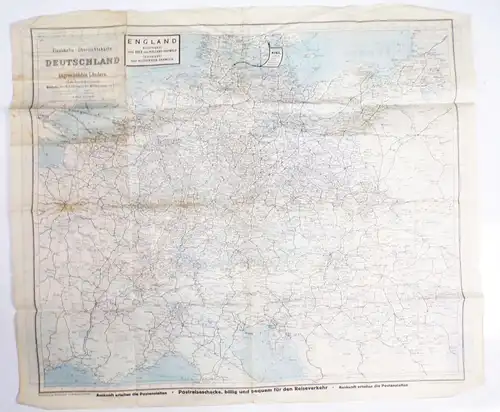 Eisenbahn Übersichtskarte zum Kursbuch Landkarte vintage
