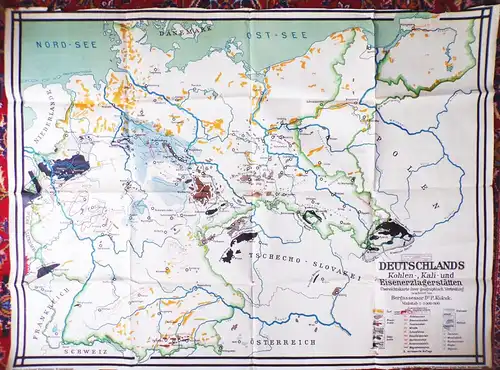 Karte Deutschland Kohlen Kali Eisenerz Lagerstätten Dr Kukuk Vorkrieg Gebiete