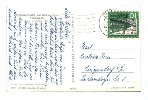 Ak Nationale Mahn und Gedenkstätte Buchenwald Turm und Feierplatz 1960 DDR