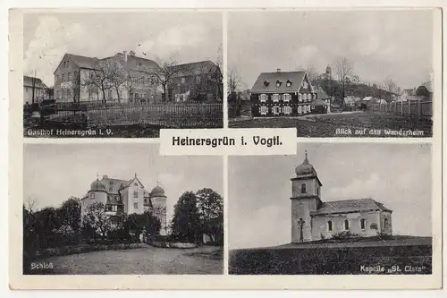 Ak Heinersgrün i. Vogtland Gasthof Schloss Wanderheim Kapelle 1935 !  (A2553