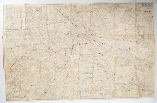 Wie fahr ich in Groß Berlin 1933 Straßen Verkehrsplan U Bahn S Bahn Autobusse