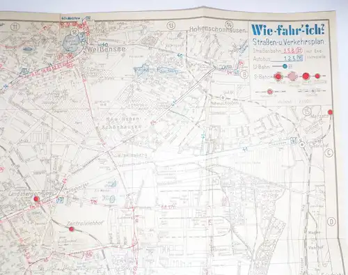 Wie fahr ich in Groß Berlin 1933 Straßen Verkehrsplan U Bahn S Bahn Autobusse 